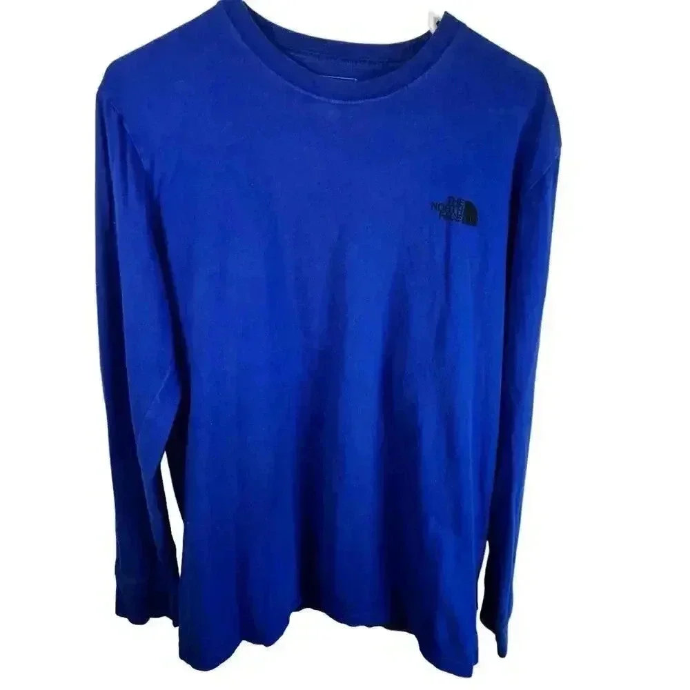 The North Face Men’s Blue Cotton Long Sleeve Back‎ Graphic Logo Medium